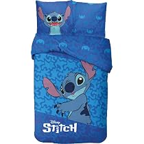 Parure De Lit Stitch 140x200 Cm - 100% Coton - Housse Couette Réversible + Taie 63x63 Cm - Enfant