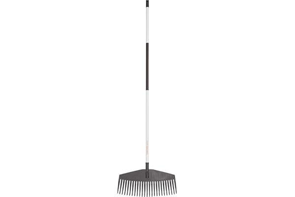 Fiskars Balai à feuilles léger, 25 dents, Largeur: 52 cm, Dents en plastique/Manche en aluminium, Blanc/Noir, Light, 1019606