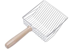 katmerio Katzenstreuschaufel, Katzenklo Schaufel Metall, Katzenstreu Schaufel mit Holzgriff, Katzenschaufel Katzenklo, Schaufel Katzenklo für Katzentoilette, Katzen, Hund,28cm (Silber)
