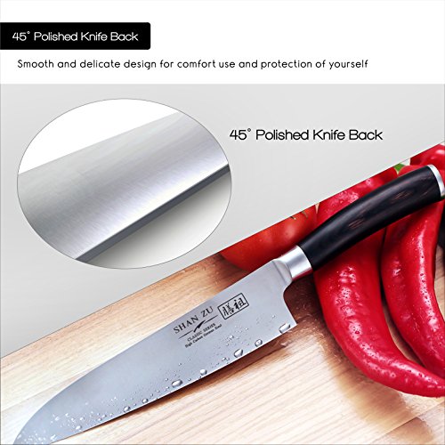 Küchenmesser Professionelle Kochmesser 20cm Allzweckmesser Hochgekohlt Edelstahl Messer Komfort Pakka Holz Griff - 5