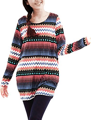 Move&Moving(TM) Women Long Sleeved Pullover Zig-Zag Knit Tunic Shirt