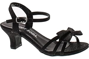 Soda Girly-2 Children's Girl's Open Toe Slingback Block High Heel Sandals