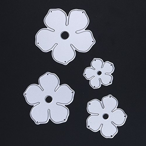 Amazingdeal365 4 PCS Blumen Metall Form Schablonen Schneiden DIY Dekor Sammelalbum Karten Buchzeichen Lesezeichen als Geschenk für Freunde Geburtstag Kinder,Kindergarten Hobby Schule Handarbeit Unterricht usw. Ein tolles Geschenk! - 4