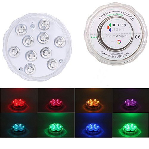 Bermud 2 Stücke Wasserdichte RGB LED Leuchten Unterwasser Licht mit Fernbedienung für Vase Base, Floral, Aquarium, Teich, Hochzeit, Halloween, Party, Weihnachten [Energieklasse A++] - 5