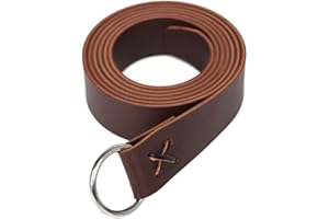 Linghe Medieval Leather Viking Cow Rope Belt LARP Renaissance Belt O-Ring