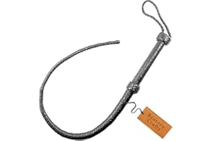 BANTORO CRAFTS Schwarz Einschwänzige Peitsche 3 Fuß / 0,90 Meter Länge 8 Zöpfe Stränge geflochtenes Leder Reiten Reiter für den Reitsport