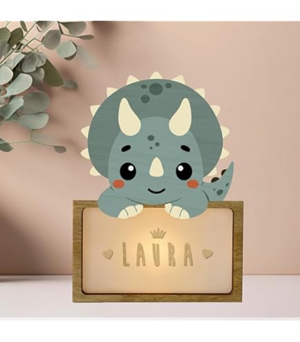 Luce Notturna Bambini Personalizzabile Con Nome - Lampada Animale USB, Regalo Per Neonato E Compleanno - Foto 7