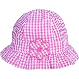 Baby Girls Pink & White Gingham Pattern Daisy Summer Sun Beach Hat