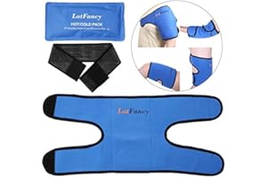 LotFancy Poche de Gel à Glace Compresse Chaude et Froide Réutilisable avec des Sangles pour Epaule Dos Tête Hanche Genou Entorses, Foulures, Douleurs Articulaires, Ecchymoses (27,9×12,7cm)