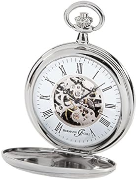 Hermann Jäckle Bayreuth Skelett Taschenuhr mit Handaufzug 31-913 incl. Kette & Uhrenbox