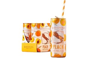 Bartenura Peach Moscato Cans - Juicy Peach Flavour That Balance Perfectly With The Sweet Flavours Of Moscato | 5% ABV | 4 x 50ml | Perfect For Any Party Celebration