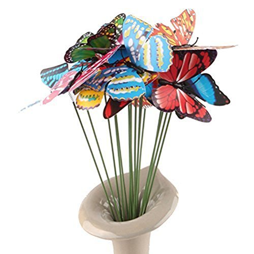 ULTNICE 10 Stück 3D Schmetterlinge Deko Gartendeko Gartenstecker