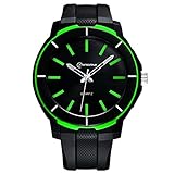 Jungen Uhren Lederband analoge Quarz Armbanduhr - 30m Wasserdicht(Gr¨¹n)