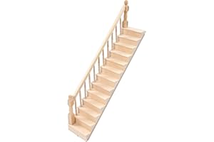 SEPTPENTA Bois Poupées Maison Escaliers, Escalier Miniature 1:12, Coins Arrondis en Bouleau, Rend Votre Maison de Poupée Vivante, Modèle D'accessoire D'escalier de Bricolage, Cadeau pour Les Filles(Droit)