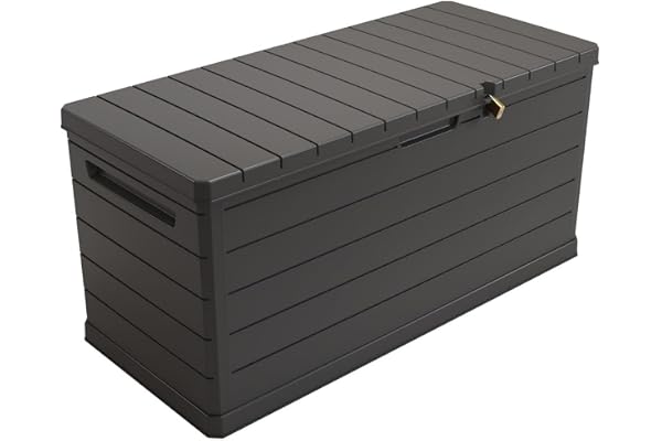 Art Plast - Coffre de rangement extérieur 350L - Coffre de Jardin Gris 118.5x52x57cm - Poignées de transport - Résistant à l'eau