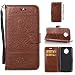 Produktbild LMAZWUFULM Hülle für Motorola Moto G5S / G6S (5,2 Zoll) PU Leder Magnetverschluss Brieftasche Lederhülle Glänzend Elefant Prägung Design von Book style mit Stent-Funktion und Karten Slot Ledertasche Flip Cover für Moto G5S / G6S Braun