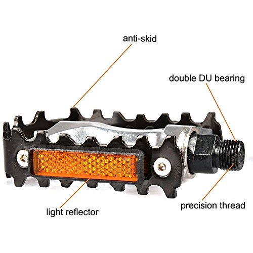 Racksoy Aluminium 1 Paar Rutschfeste Fahrrad Pedale R&L Schwarz/Silber für MTB, BMX, City & Trekking ( entspricht den meisten Erwachsenen Fahrräder Mountain Road und Hybrid-Fahrräder) - 6