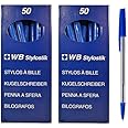 100 BLUE BALLPOINT PENS BIRO Stylostik Brand WITH GRIP 0.7MM LINE