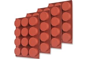 Newk Stampo cilindrico in silicone, 4 confezioni da 12 cavità rotonde cilindri per cake pop, stampo per sapone, stampo per biscotti al cioccolato, bomba da bagno, cheesecake