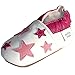 Soft Leather Baby Shoes Girls with Suede Soles by Dotty Fish White and Pale Pink Star Design 18-24 Months