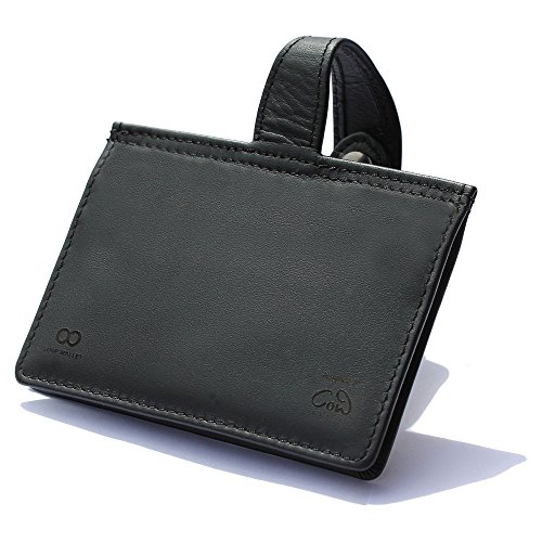 Preisvergleich Produktbild Premium Reise-Portemonnaie / Sicherheit durch RFID-Schutz und Gürtelschlaufe / hochwertiges, schwarzes Echtleder / 4 Steckfächer für bis zu 12 EC-, Kredit- und anderen Karten oder Geldscheine