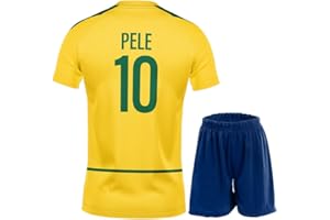 PraiseLight Brasilien Nostalgie Limitierte Ronaldo,Pele,Ronaldinho Heim Fußball Kinder Trikot Auflage Shorts Set Nostalgie Jugendgrößen