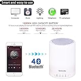Bluetooth Lautsprecher-Lampe, Homecube LED Nachttischlampe mit Drahtlosen BT Lautsprecher Berührungsempfindliche Dimmable Tischlampe Nachtlicht mit TF-Karte, unterstützt AUX, Freisprechlautsprecher, Metallgriffe für Kinderzimmer, Party, Camping im Freien - 4