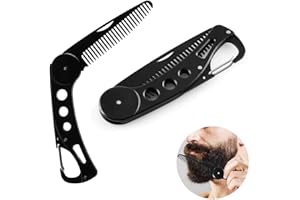 BoGoo Beard Hair Stainless Steel Comb - Folding Beard Pocket Comb Hair Styling Comb for Men for Hair Beards Mustache Mens Grooming Comb