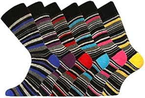 6 Pk Mens Pierre Calvini Luxury Stripe Cotton Rich Sock 6-11 UK