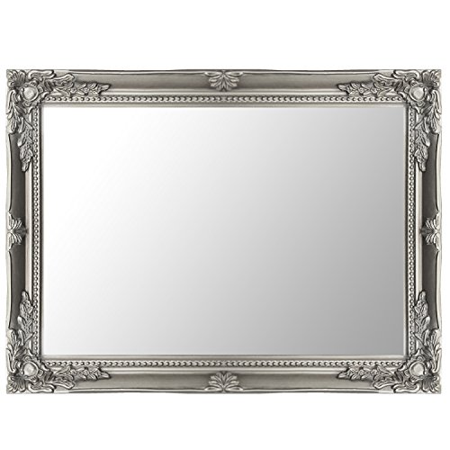 Wandspiegel mit Verzierungen im Barock-Stil 47x37cm Silber Hängespiegel Flurspiegel Frisierspiegel - 2