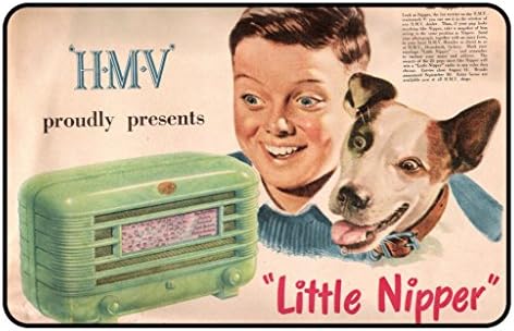 Cadora Magnetic Sign Vintage Advertising HMV Little Nipper Small Radio Bakelite Boy Child Dog Fridge Magnet