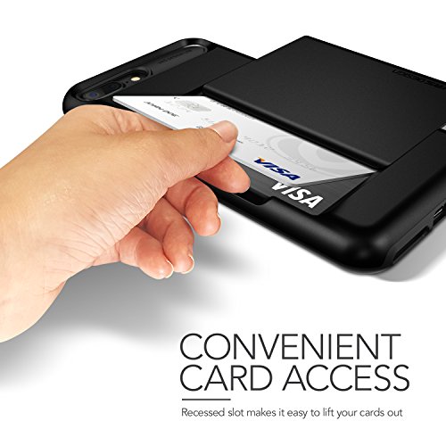 Funda iPhone 8 Plus  Funda iPhone 7 Plus para Targeta VRS Design   Carcasa Protector  Negro Brillante  Funda Billetera Choque Absorci  n Doble Capa  Damda Glide  para Apple iPhone 8 Plus  2017   iPhone 7 Plus  2016 