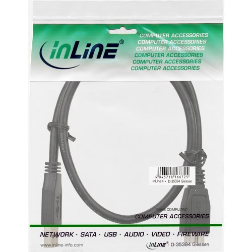 InLine USB 3.0 Kabel, A an Micro B, schwarz, 0,5m - 2