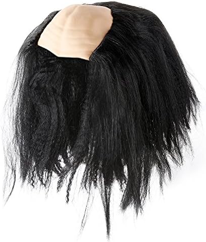 Bald Head Cap With Black Hair Wig For Costume (Bald Head Color May Vary)