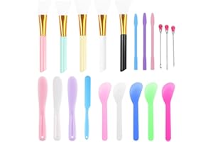 FAURAPMNG 20 Stück Silikon-Plastik-Rührer-Set, Silikon-Harz-Mischwerkzeug, Harz-Mischstäbchen einschließlich Silikon-Plastik-Epoxy-Pinsel, Silikon-Spatel zum Mischen von Harz, Epoxy, DIY-Handwerk