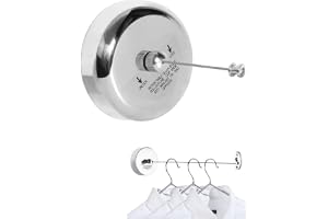 Dropware Stainless Steel Retractable and Lockable Adjustable Hanging Clothesline Wall-Mounted Nylon wire ClothLiner for Bathroom Home Hotel Balcony Outdoor Indoor Towel Laundry Drying Rope-Set of 1