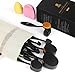 Make Up Brushes - ISASSY Professional 10 Pieces Oval Makeup Brushes Set Toothbrush Shape Cosmetic Kits with Protective Cap + Make up Sponge(Random color) and Brush Cleaner Egg