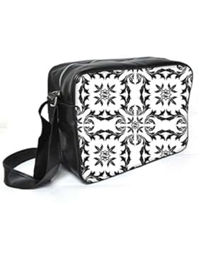 Snoogg schwarz Muster Blätter Leder Unisex Messenger Bag für College Schule täglichen Gebrauch Tasche Material PU