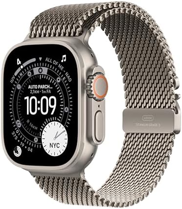 Apple Watch Ultra 3 GPS + Cellular, Cassa 49 mm in titanio naturale con Loop in maglia milanese in titanio naturale - Large