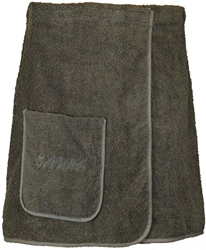 Sauna Set 3-Teilig Frottee Saunakilt Saunatuch Sarong Herren dunkelgrau - 2