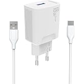 PDAteknoloyi 18W Qualcomm 3.0 Şarj Başlığı + 1m Type-C Kablo KDR-40T (18w+Type-C Kablolu)
