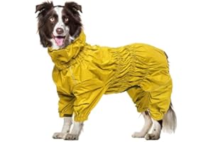 Geyecete1/2 Leg Trouser Suit，Dog Raincoat with high Waterproof for Dogs Reflective Four-Leg rain Gear Jumpsuit for Puppies Small Medium pet-Yellow-3XL