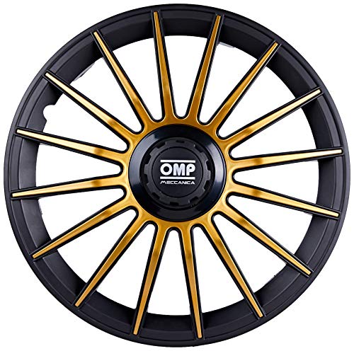 Omp Licencia OMP1412 Tapacubos, Negro/Dorado, 14", Set de 4