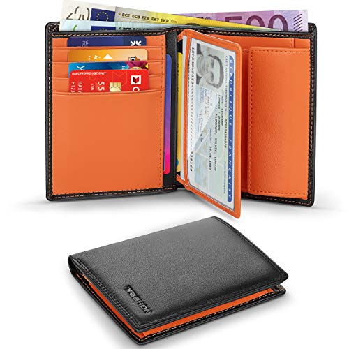 Portafoglio uomo slim brifold vera pelle blocco rfid