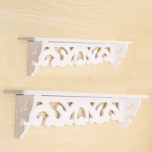 Yosoo Estanter  as de madera blanca elegante lamentable de filigrana del estilo El dise  o cortado estante de la pared  Pastoral tallado hueco de la pared decorativos Montada de unidades flotantes de estantes de la pared de visualizaci  n  S M 
