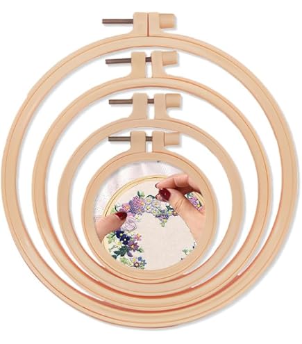 Cercles à Broder En Bambou - Lot De 4 Tailles Différentes (13 à 20 Cm) - Pour Broderie, Point De Croix, Couture - Naturels Et Réglables