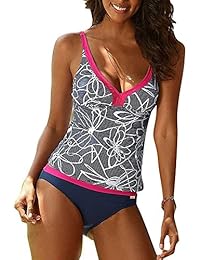 hibote Mujeres Tankini Dos piezas push up traje de baño deportivo