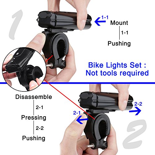Fahrradbeleuchtung,Teorder Led Fahrradbeleuchtung Set USB(LED Fahrradlicht Front / Fahrrad Frontlicht / Fahrradscheinwerfer / Fahrradleuchte / Fahrradlampen / Bike Light / Bicycle Lights), Led fahrradbeleuchtung vorne Wasserdicht, Wiederaufladbare akku led Cree XML2, aufladbar 2000mAh batterie,1000 lumen led fahrradlicht, 4 Licht-Modi Set, Touch-Dimmung Schalter, mit Montagewinkel zubehör & 1xUSB-Aufladbare-Kabel,Schwarz - 5