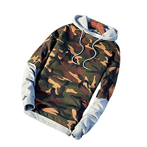 COCO clothing Sudaderas con Capucha Hombre Camuflaje Imprimen Casual Pullover Sweatshirt Deportivas Basica Chaquetas Juvenil (gris, S)