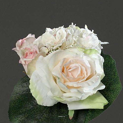 Artificial Bouquet Cream Varies Rose and Peony Rose with Foliage H25 cm – Choose your Colour: crème-rose